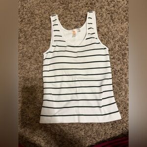 White and Green Striped Tank Top